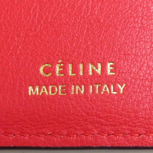 Auth CELINE Small Folded Multifunction Trifold Wallet Red Leather - Picture 8 of 8